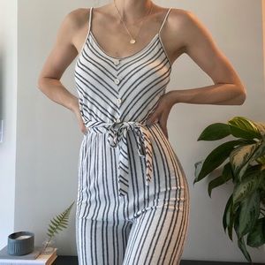 Caution To The Wind Stripped Jumpsuit